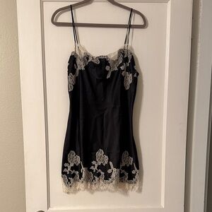Victoria's Secret Black and Cream Lace Chemise